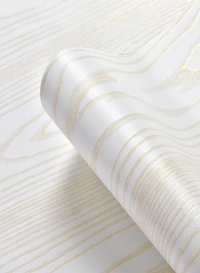 ROSASTELLA Self Adhesive Waterproof White Wood Wallpaper Decals Wall Furniture Decoration PVC Vinyl Wall Sticker 45 x 304 cm - Image 1